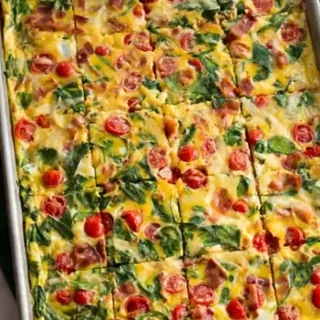 Sheet-pan egg squares with spinach