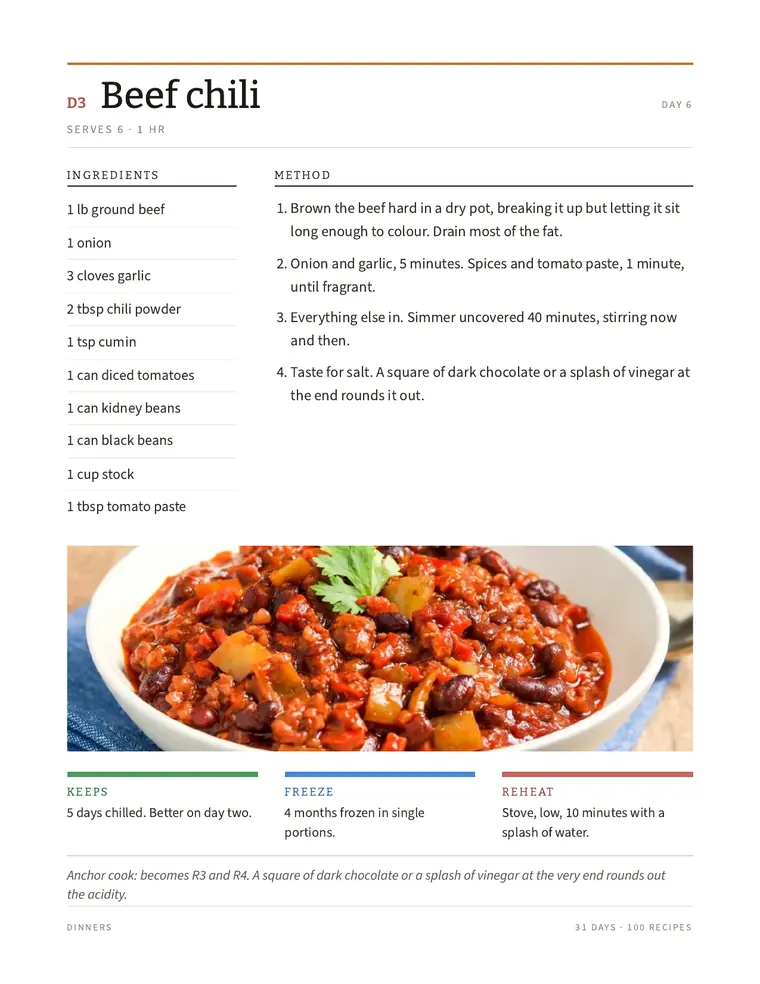Beef chili recipe page
