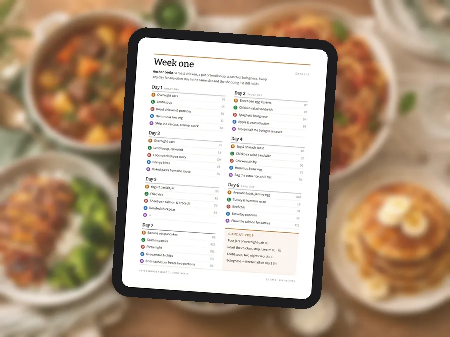 Week one calendar on a tablet